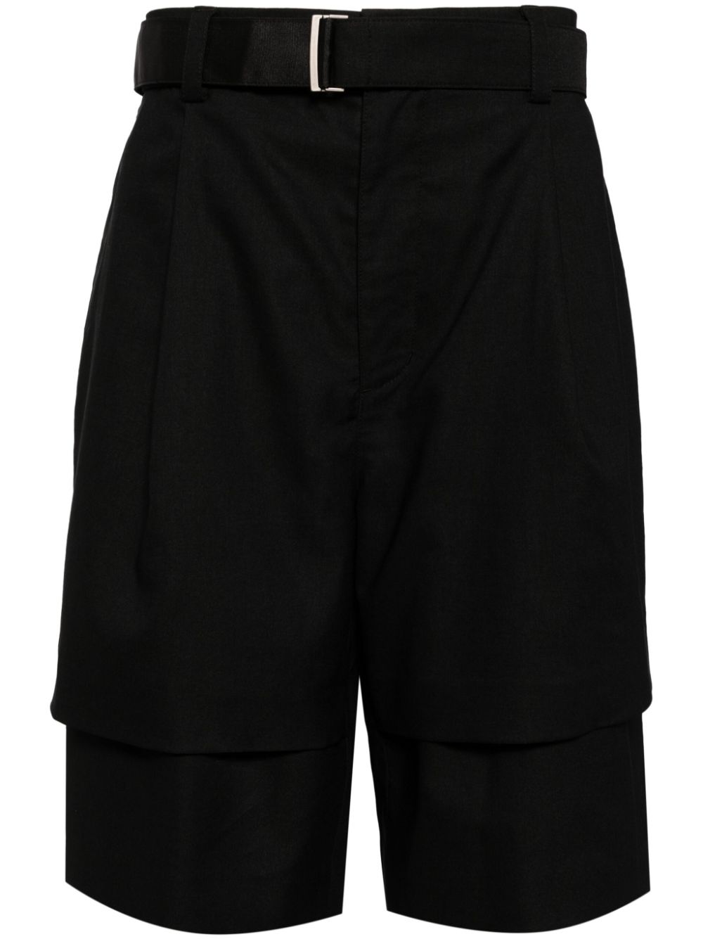Layered linen shorts - Black