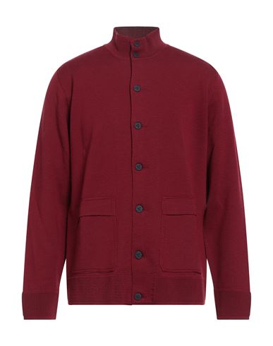 Man Cardigan Burgundy Size 36 Merino Wool