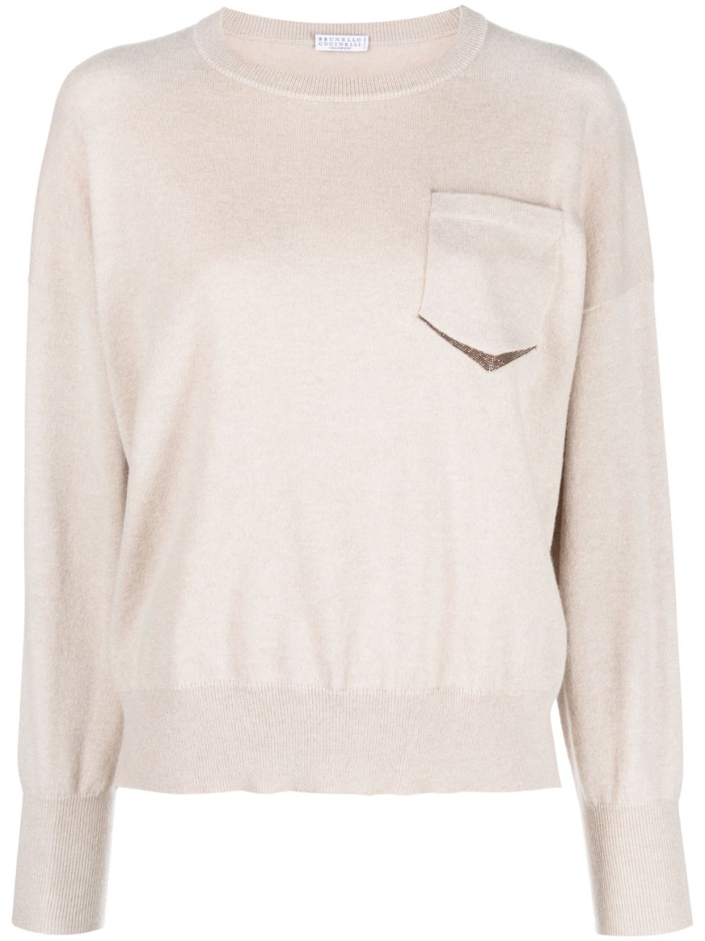 Long-sleeve cashmere jumper - Neutrals