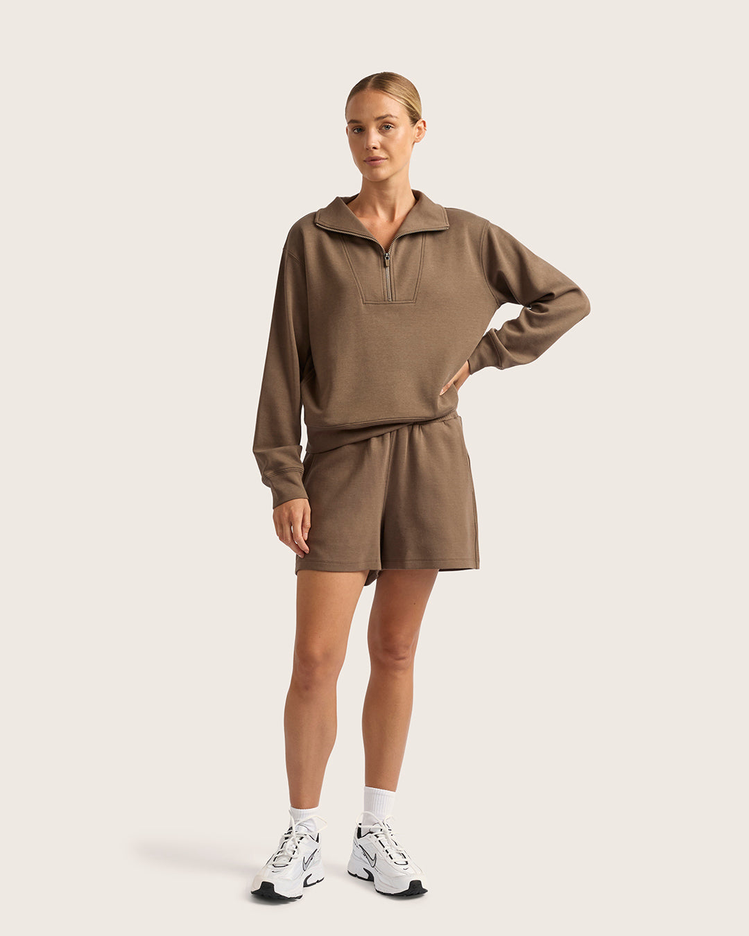 Women's Quarter Zip Sweater - Oyster