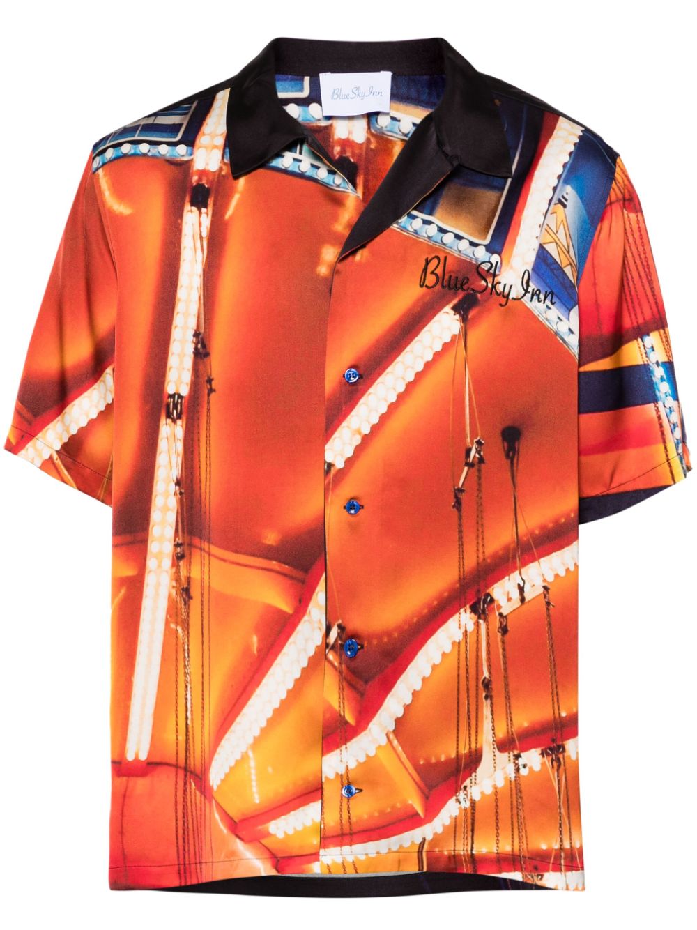 Graphic-print twill shirt - Orange