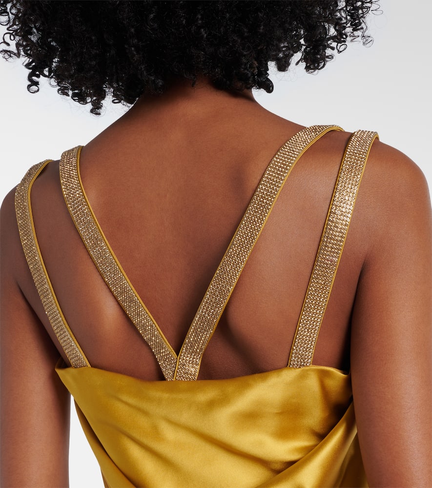 Safety Pin embellished silk satin gown