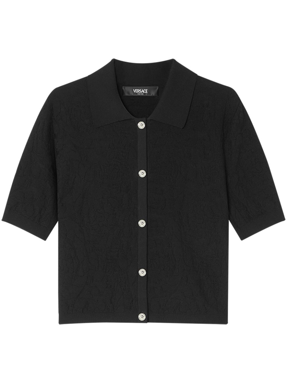 Floral-jacquard silk-cotton top - Black