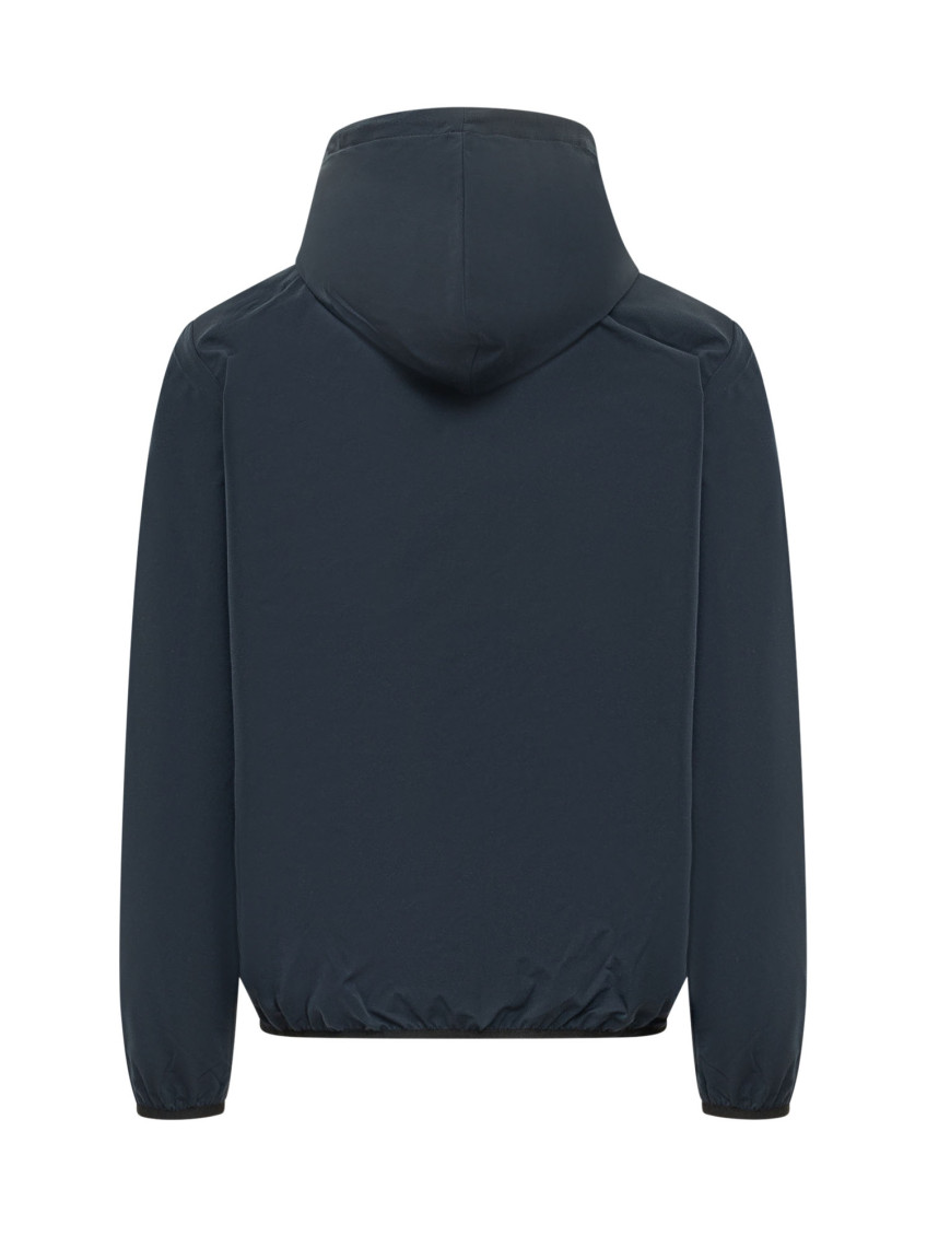 Dark Blue Solid Hood Jacket