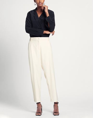 Woman Pants White Size 8 Polyester, Viscose, Elastane