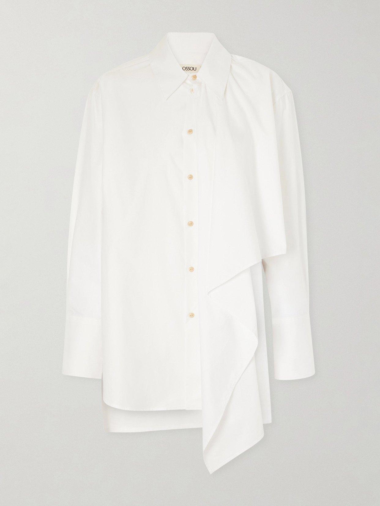Tess Draped Cotton Poplin Shirt - Neutrals