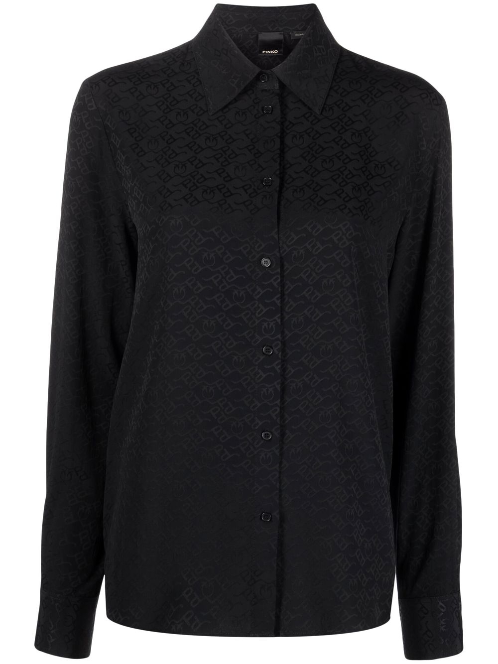Monogram pattern button-up shirt - Black