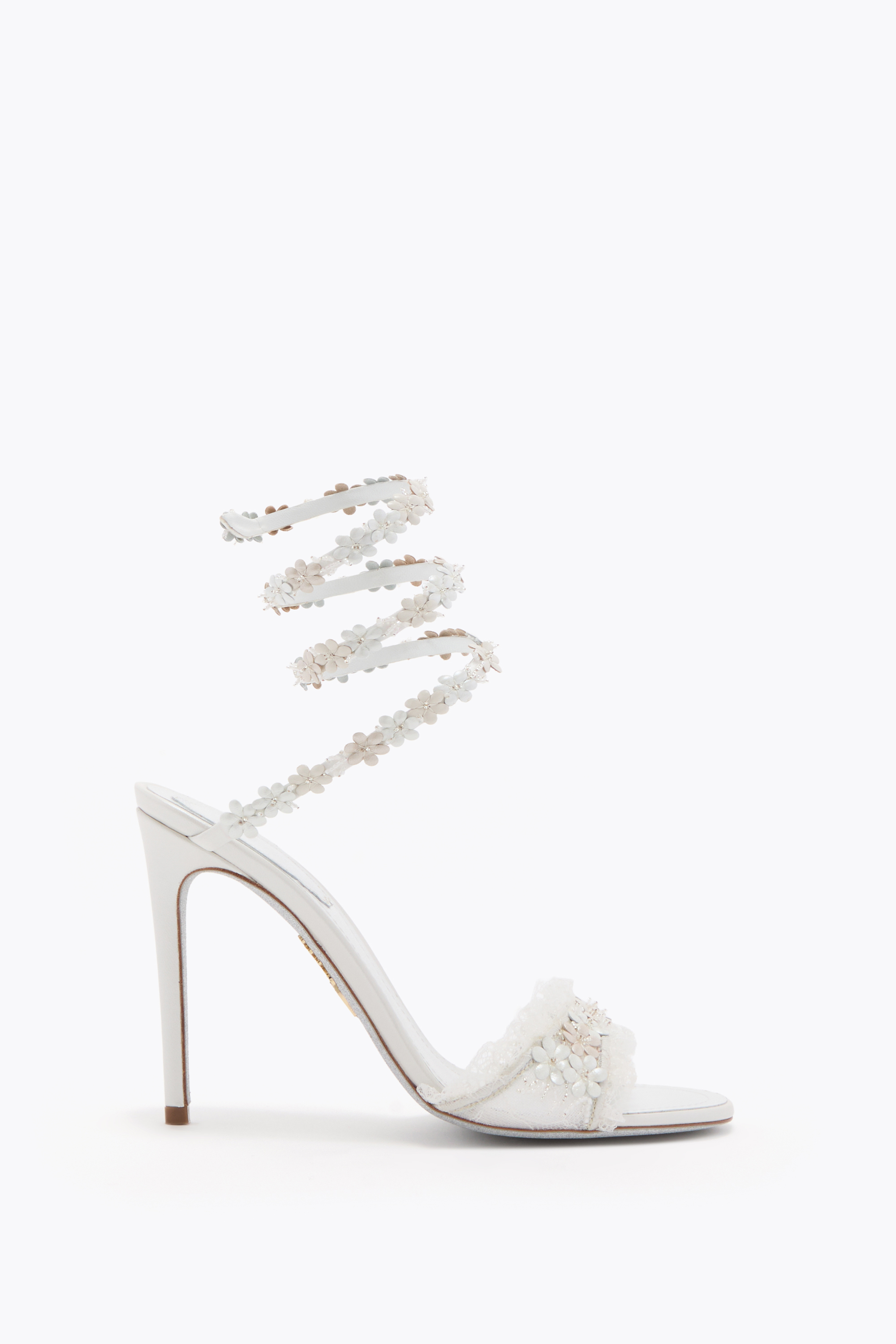 BLOOM WHITE SATIN-LACE/FLOWERS SANDAL