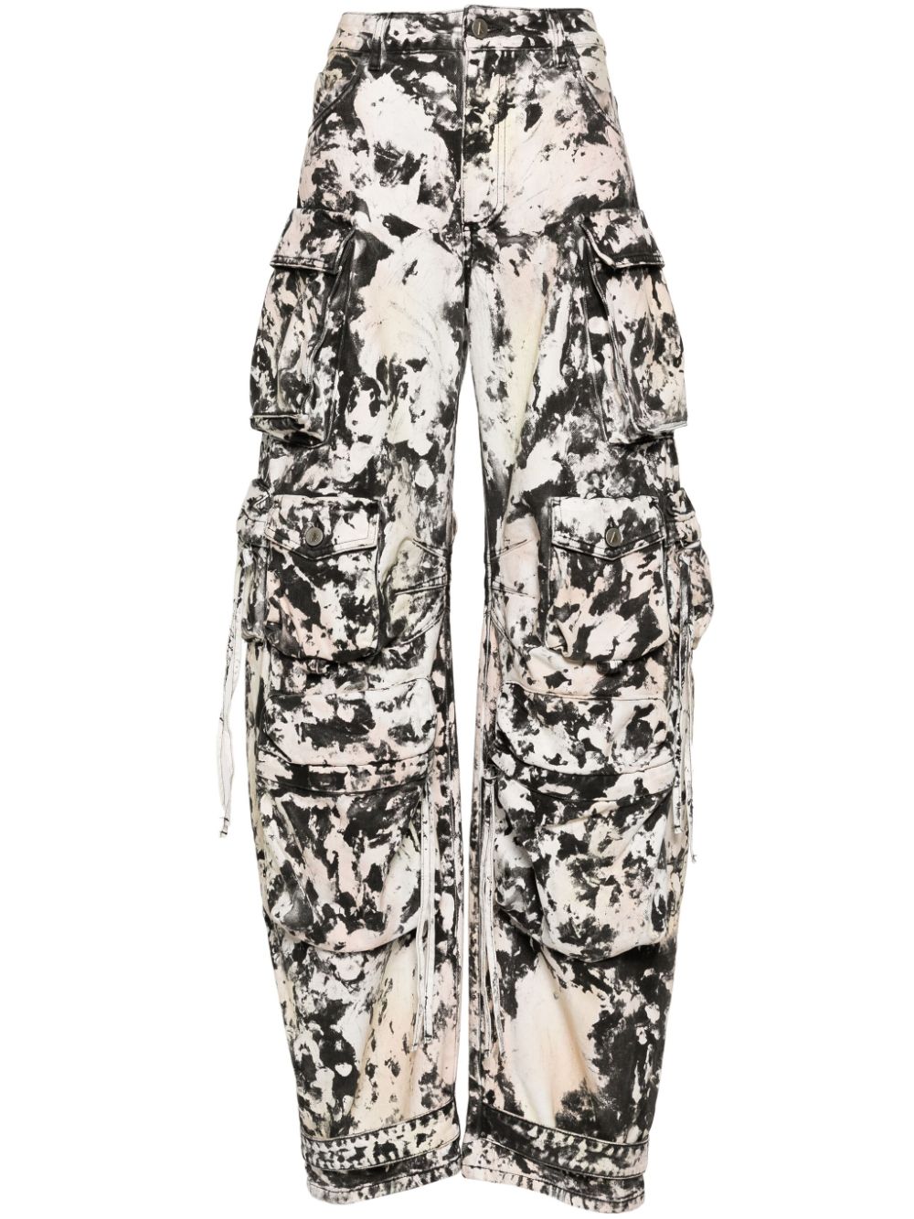 Fern printed wide-leg cargo jeans - Black