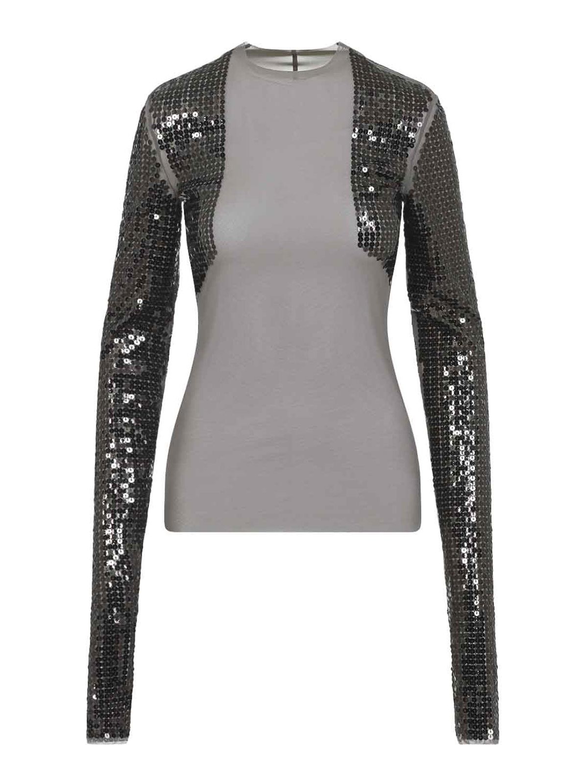 Rick Owens - dennis crew neck sequin sheer long sleeve top