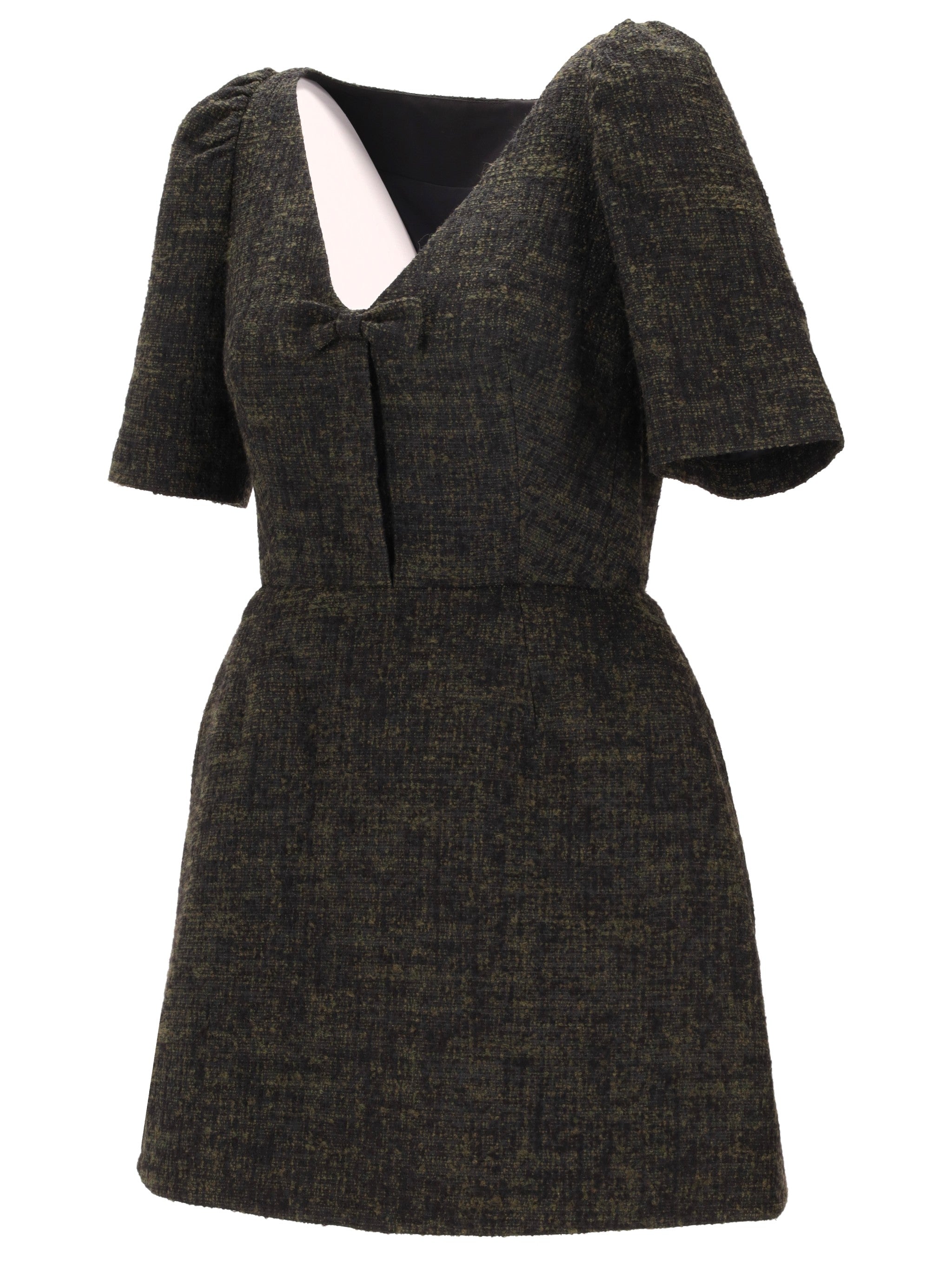 Shushu Tong V Neck Bow Mid Sleeve Dre
