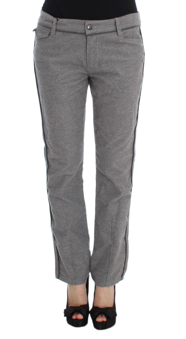 Cotton Straight Fit Trousers — Gray