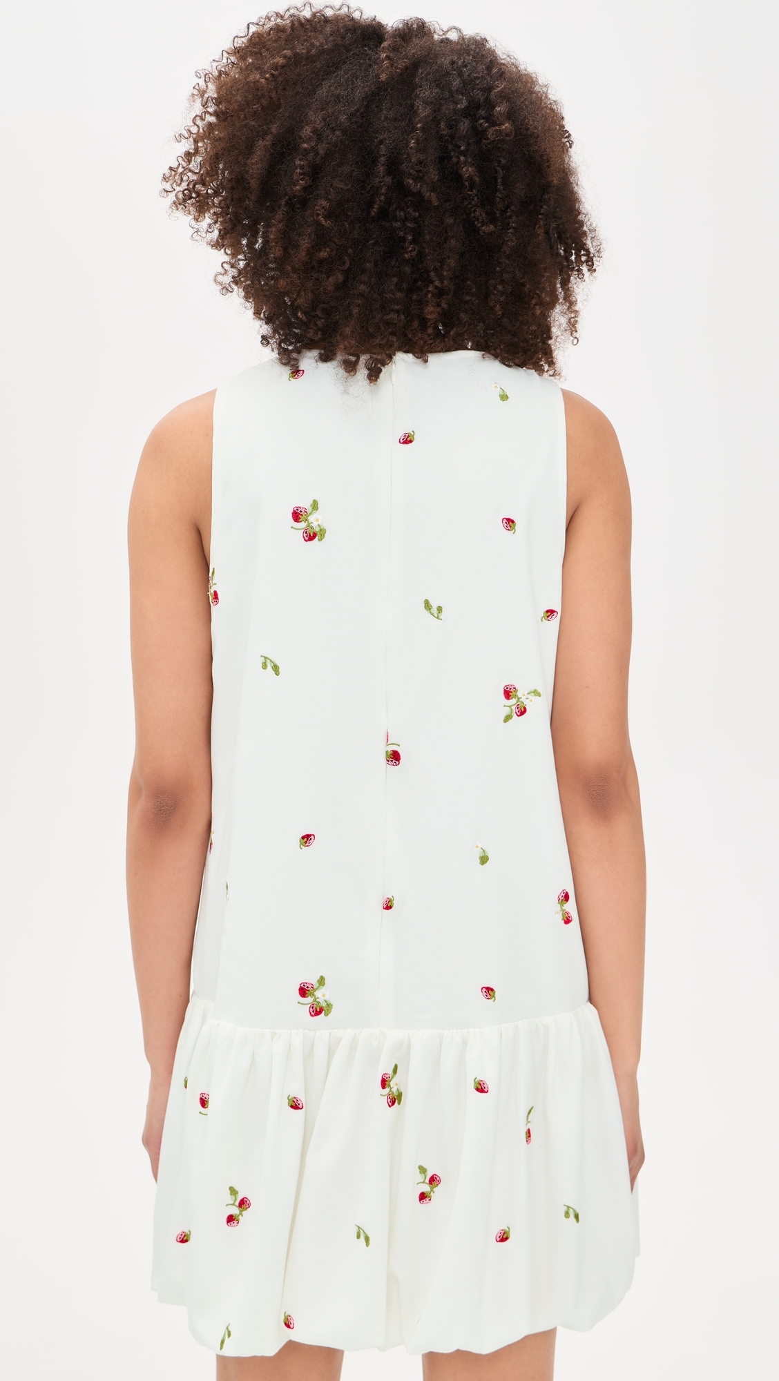 Strawberry Kiss Bubble Hem Mini Dress White Red Multi