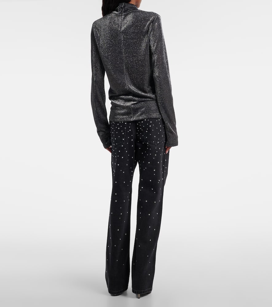 Jadia jersey lamé turtleneck top