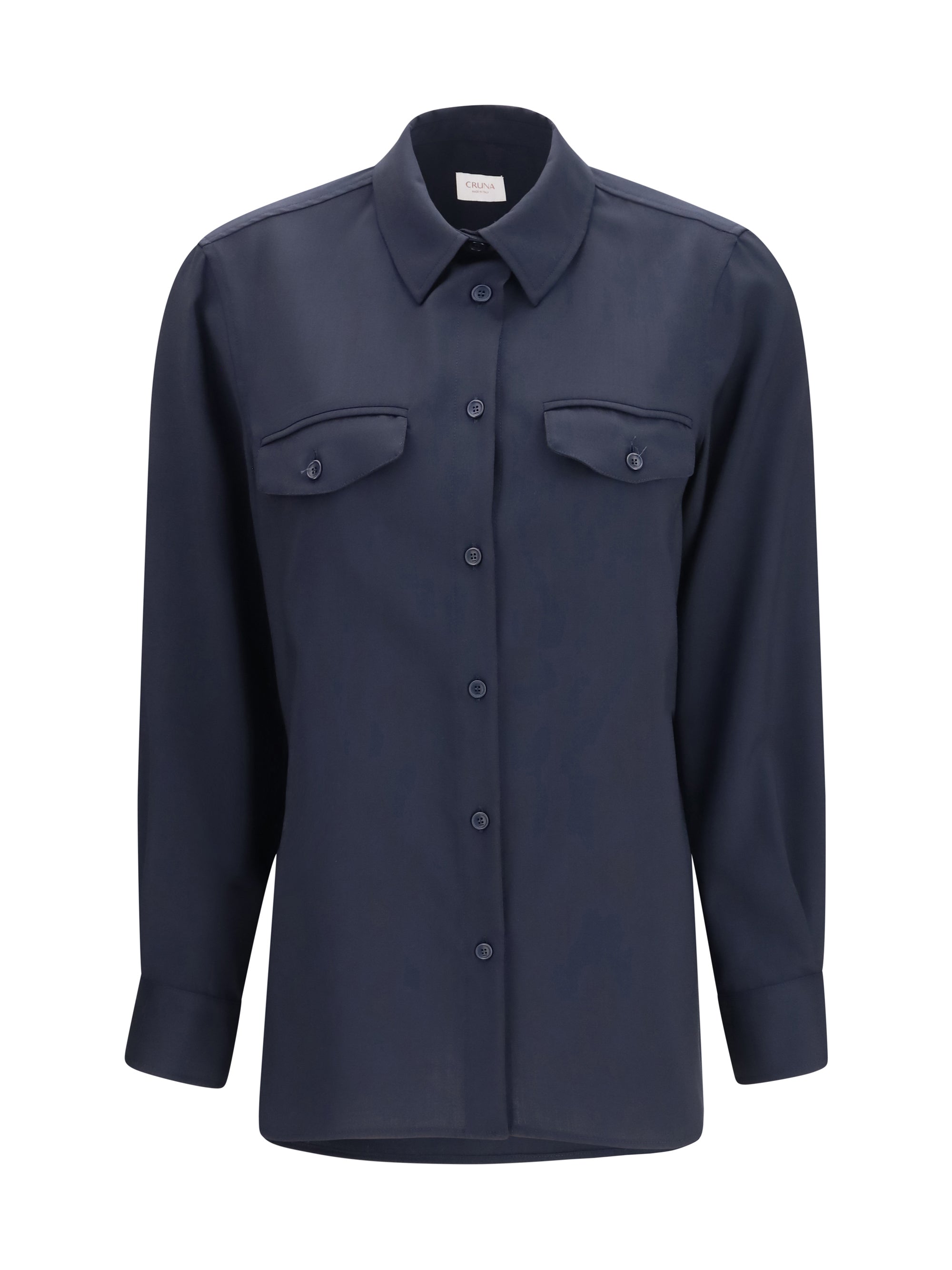 Virgin Wool Fleece Overshirt — Navy