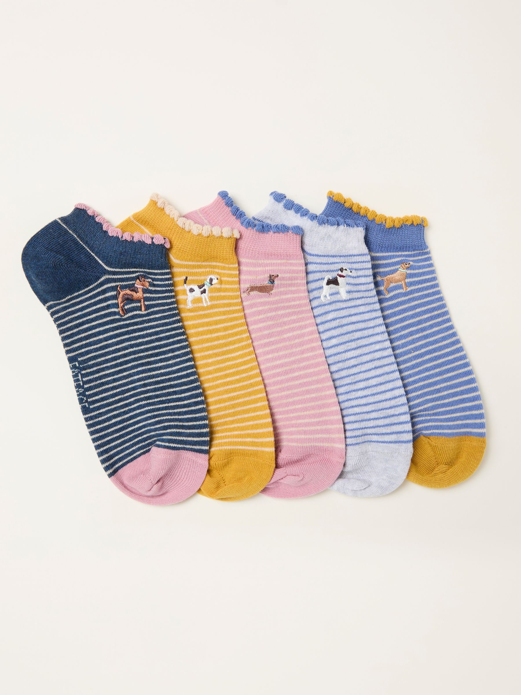 FatFace Multi Dogs 5 Pairs of Dog Trainer Socks