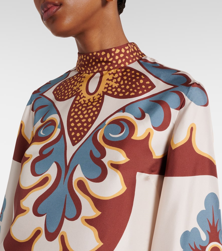 Make An Exit feather-trimmed silk top