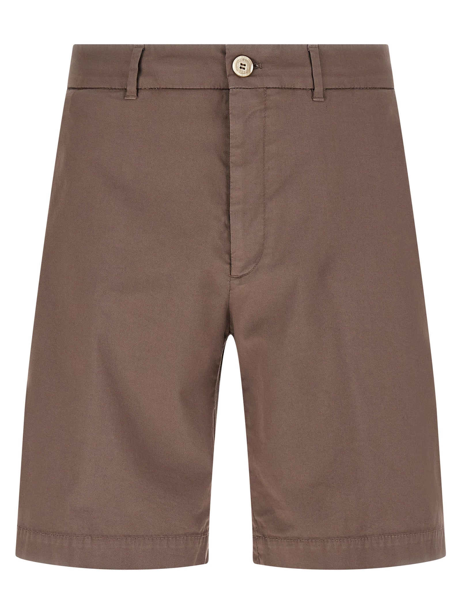 Cotton Gabardine Bermuda Shorts — Brown