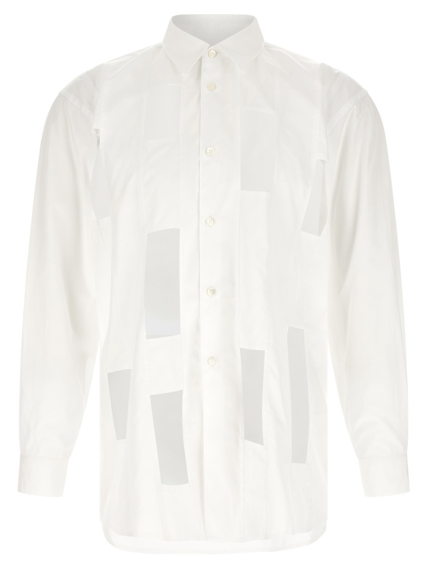 White Geometric Cut-out Shirt