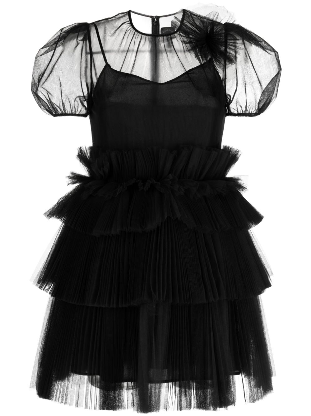 Telsha tulle-detail dress - Black
