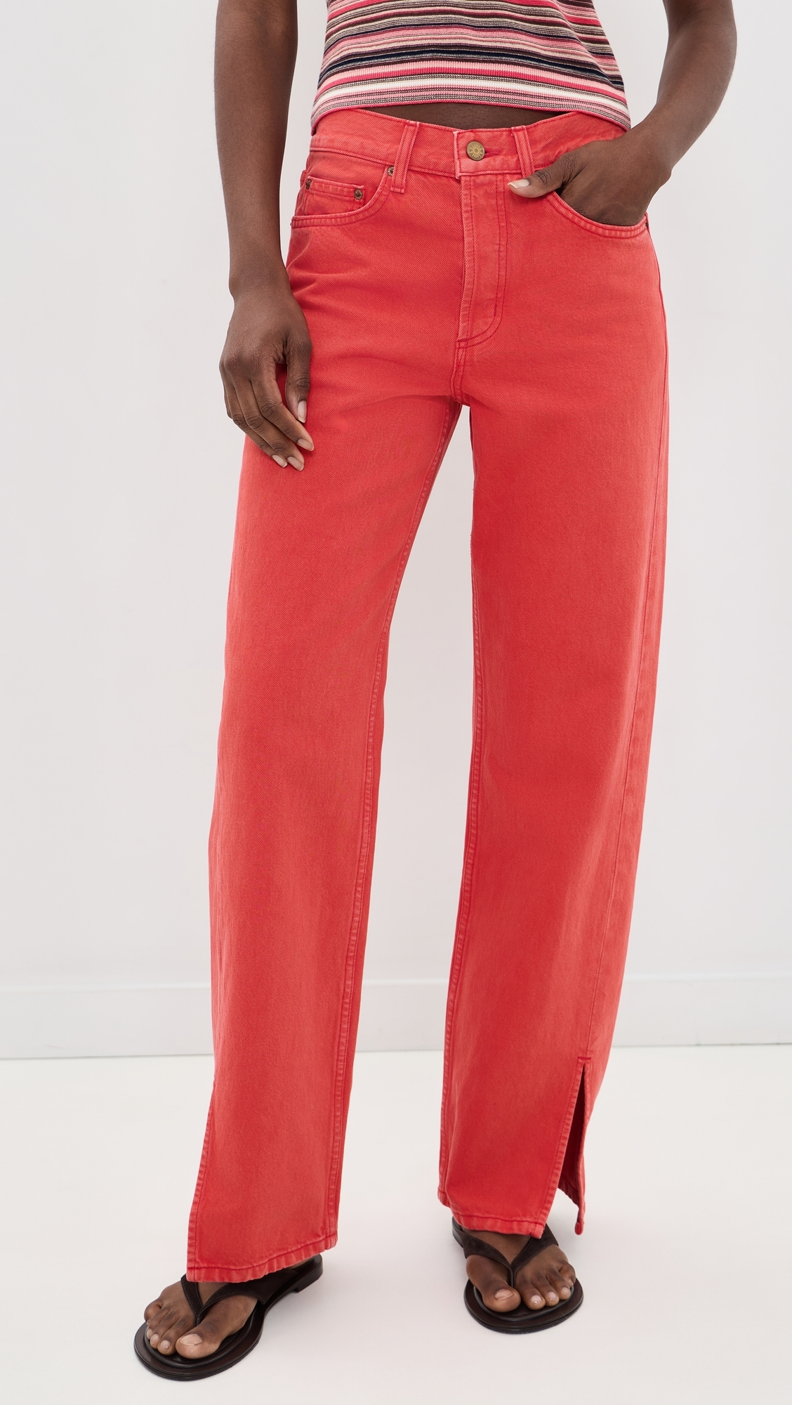 Charlot Split Hem Jeans Faded Tomato Overdye