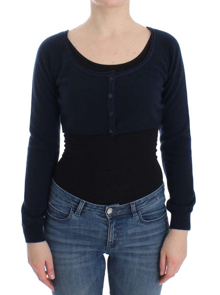 Cashmere-Wool Blend Cardigan — Blue