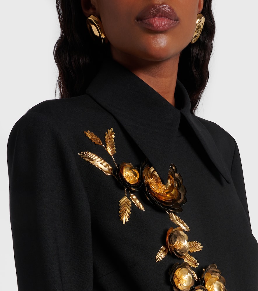 Embellished wool-blend shift dress