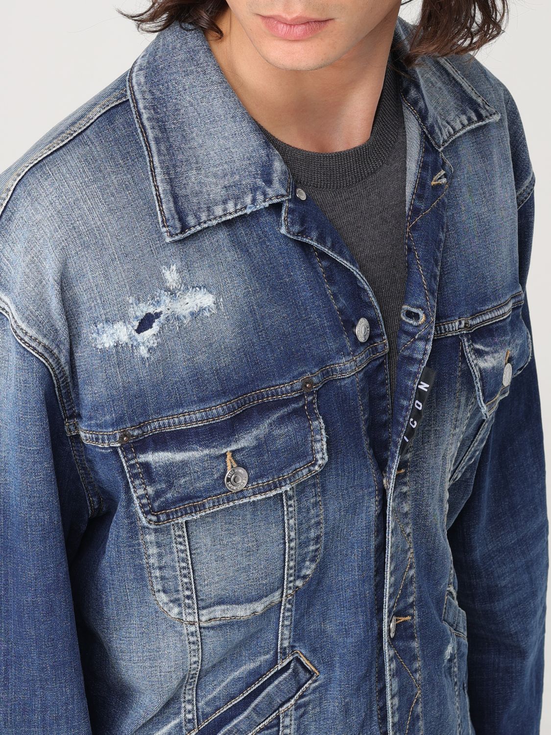 Distressed denim jacket - Blue