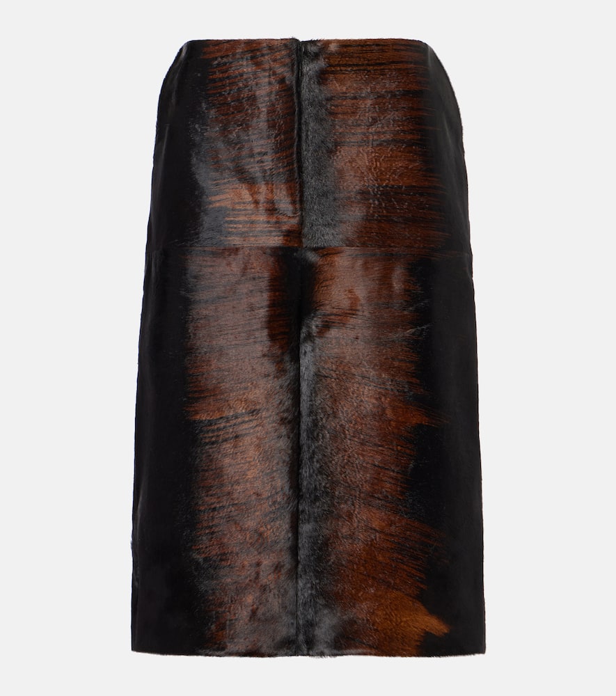 Printed calf hair pencil skirt