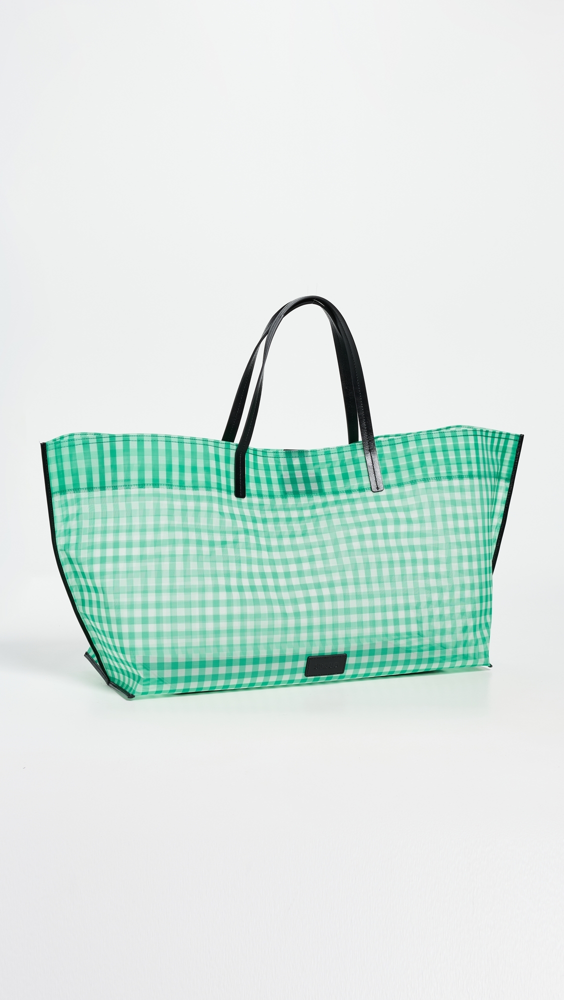 STAUD Christos Large Mesh Tote Jade Gingham One Size