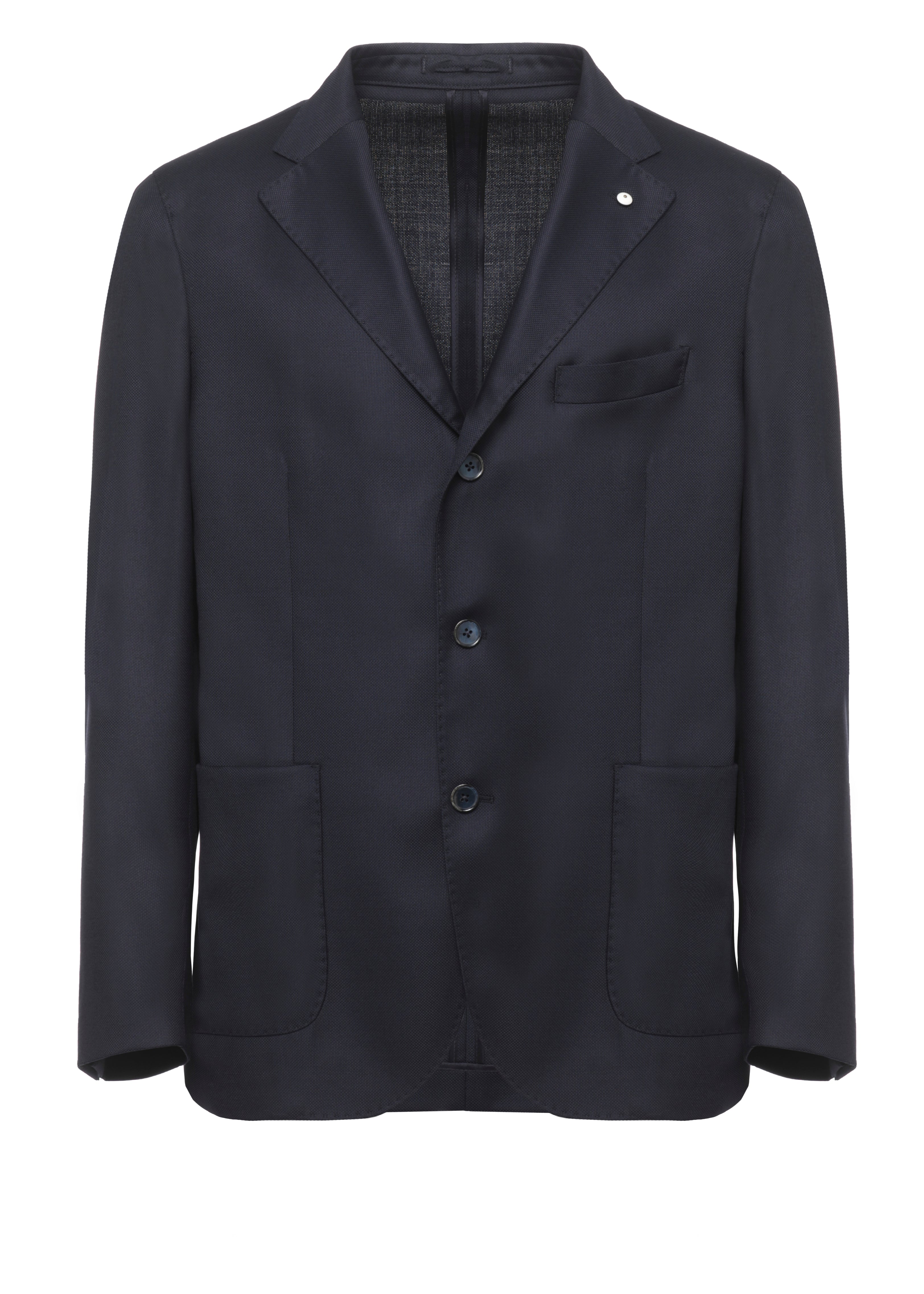 Blue Classic Lapel Wool Blazer