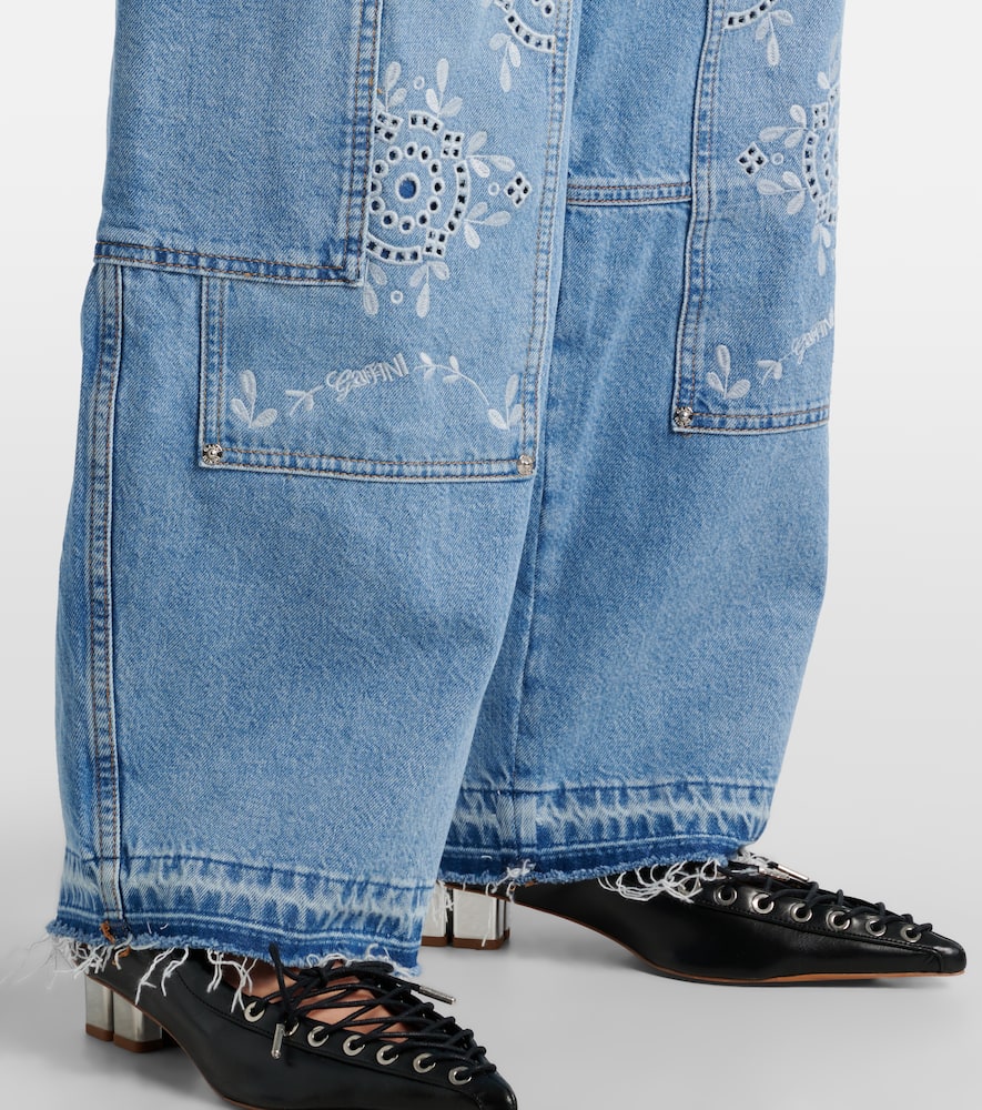 Broderie anglaise barrel-leg jeans