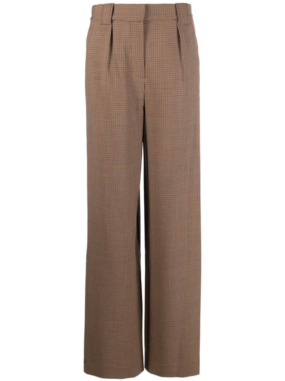 Check-print tailored trousers - Brown