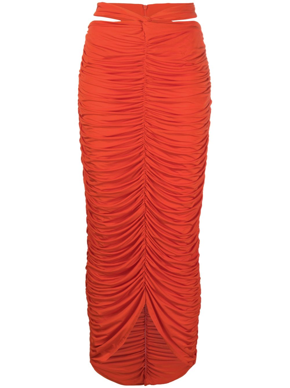 Farrah cut-out ruched maxi skirt - Red