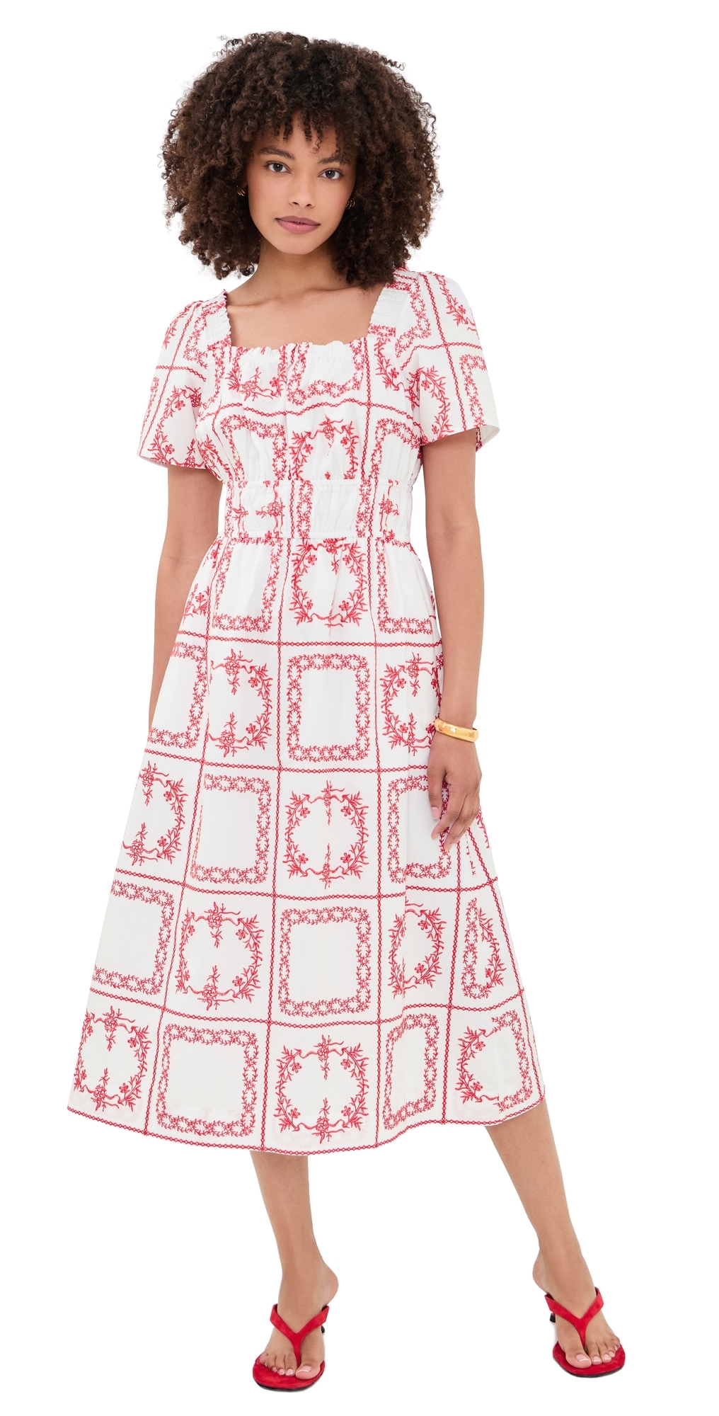 Nanette Dress Ivory Red Handkerchief