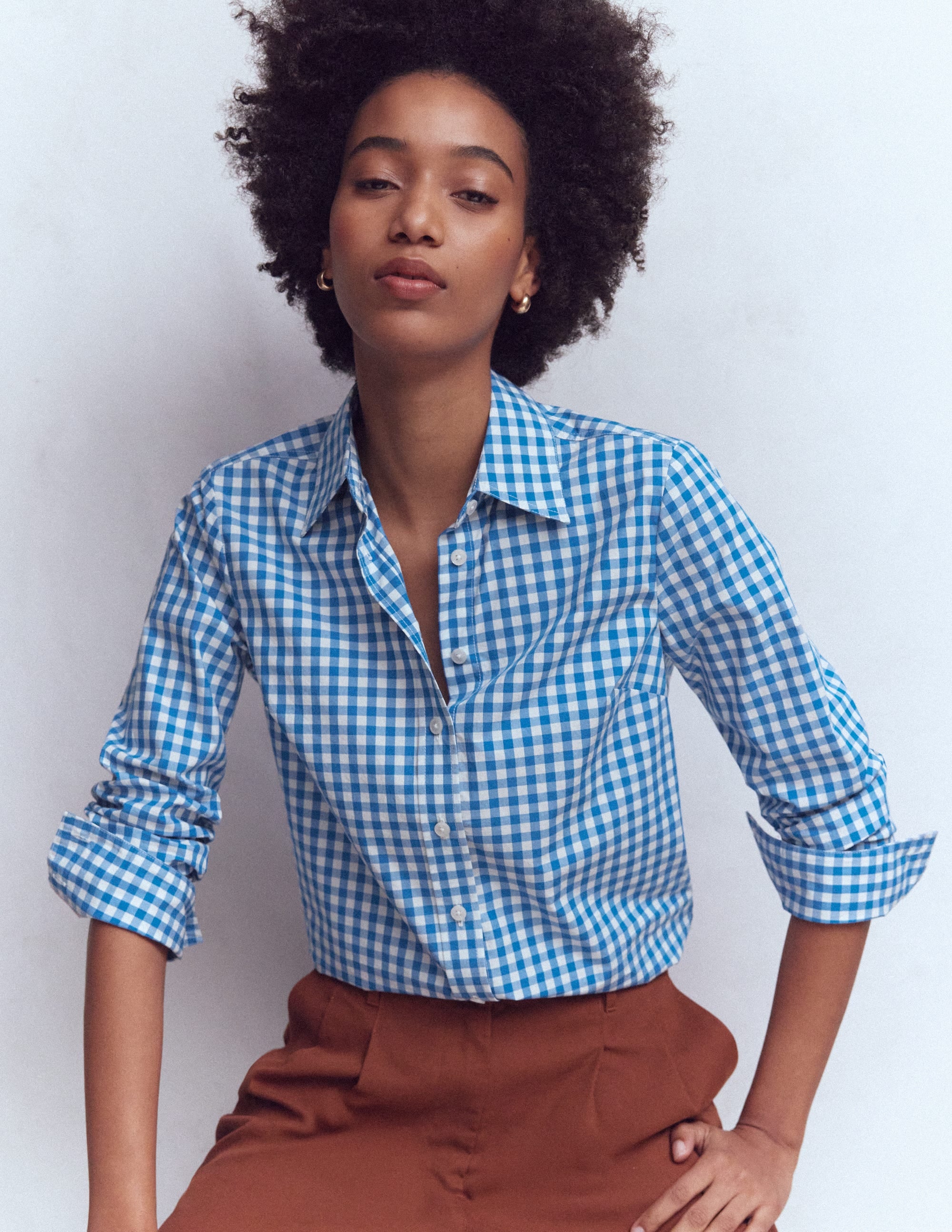Women's Sienna Cotton Shirt in Blue | Size 0