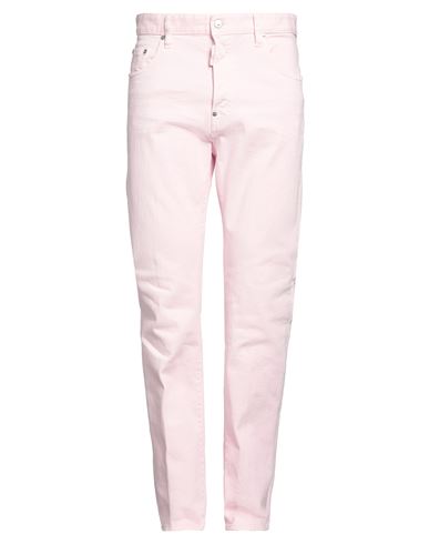 Dsquared2 Man Jeans Pink Size 30 Cotton, Elastane, Cow leather
