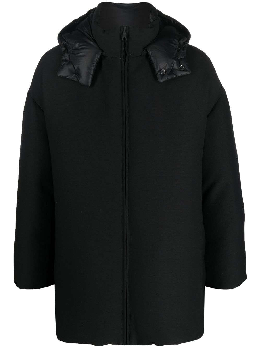 Zip-up hooded coat - Black