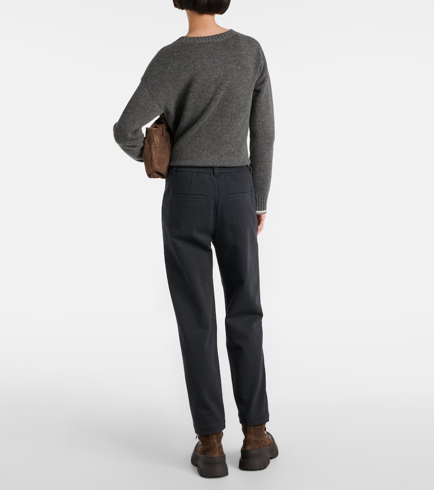 Pleated cotton-blend jersey sweatpants