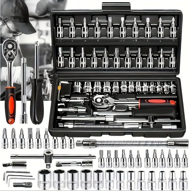 TEMU 46pcs Professional Tool Set, Multi-functional Toolbox, Portable Design, For Home And Car Repair, A Tool Set For Diy Enthusiasts And