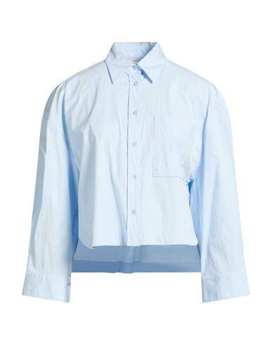 Woman Shirt Sky blue Size 10 Cotton, Elastane