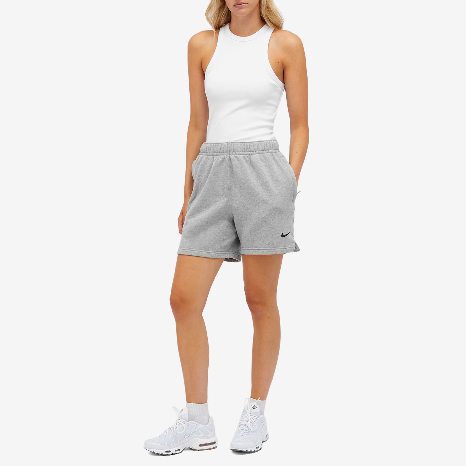 Nocta Cardinal Stock Fleece Short in Dark Grey Heather/Matte Silver/Black