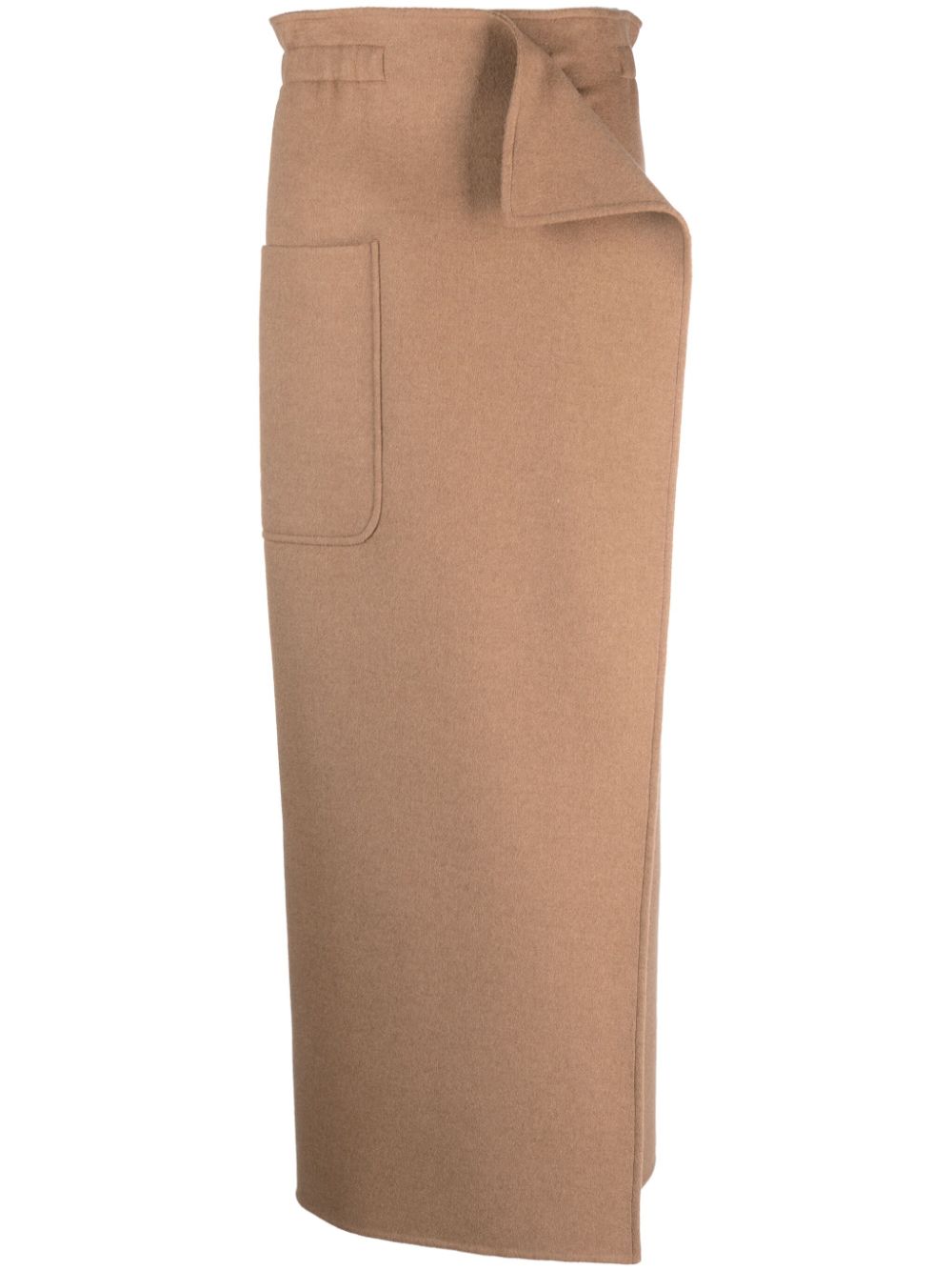 Patch-pocket straight skirt - Brown
