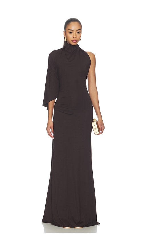 Diana Milkanova Studio One Shoulder Dress in Brown. L. Also in