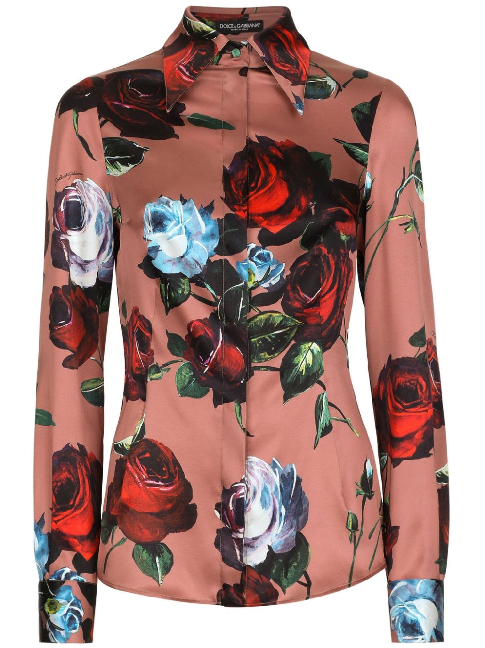 Floral-print stretch-silk shirt - Pink