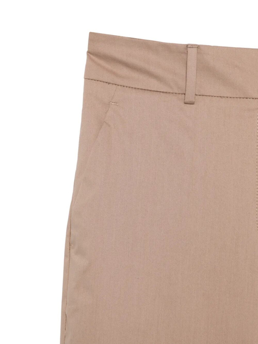 Brown Wide Leg Curved Cotton Trouser