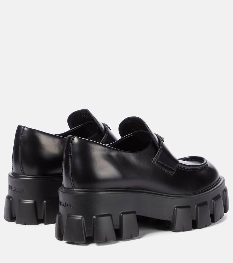 Prada Monolith brushed leather loafers