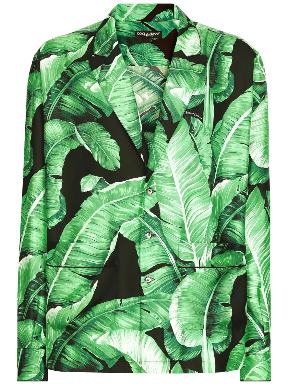 Leaf-print silk shirt - Green