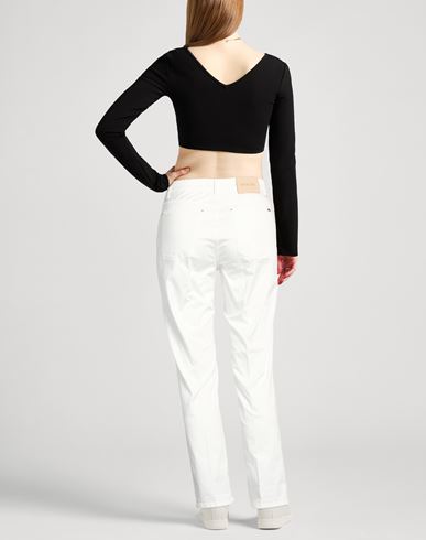 Woman Pants White Size 27 Cotton, Elastane