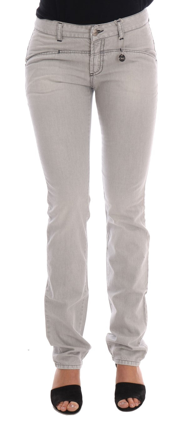 Gray Wash Cotton Slim Jeans — Gray